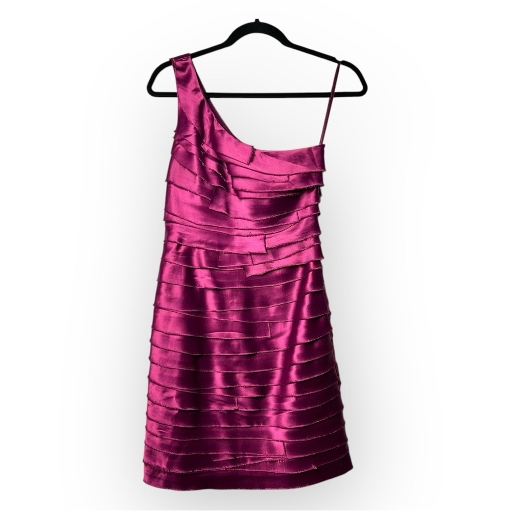 Sakura Asymmetrical Layered Dress Magenta XS